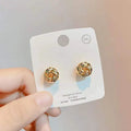 Twist Knit Knot Ball Stud Earring  Punk Mini Gold Color Female Twine Ear Jewelry Christmas Gift Brincos